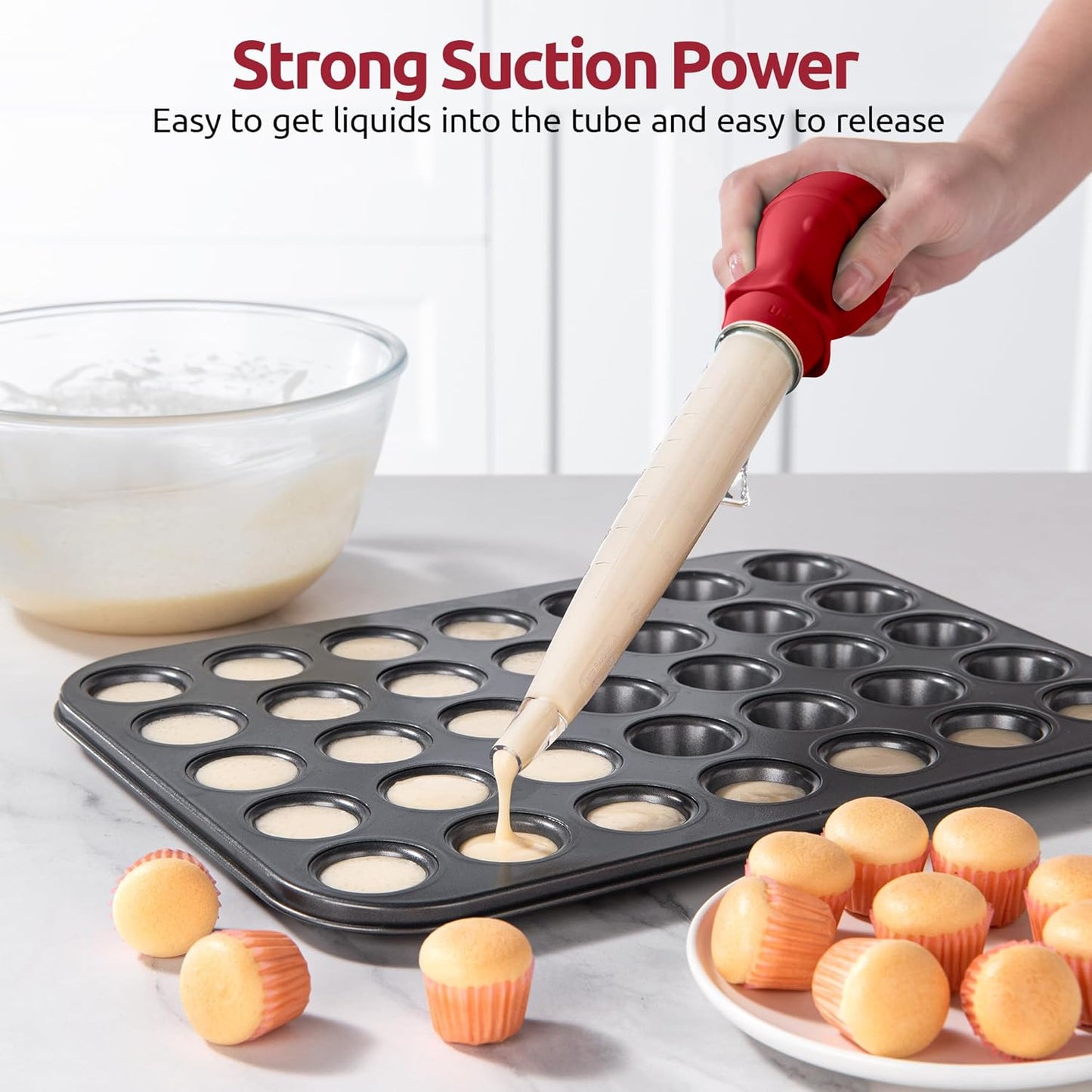 U-Taste 1.5oz Angled Turkey Baster - 228.2ºF Heat Resistant Food Grade Silicone Large Octopus Bulb Baster Set with Cleaning Brush for Cooking Basting Meat Poultry Beef Chicken (Black)