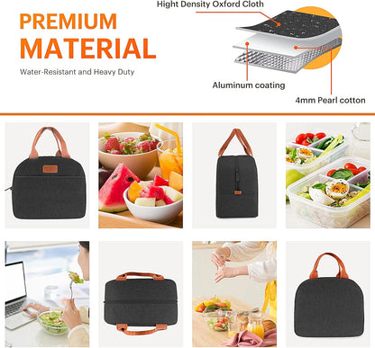 Lunch Bag for Women & Men Adult Insulated Lunch Box, Small Leakproof Cooler Food Lunch Containers Reusable High Capacity Lunch Tote Bags for Work, Travel, Outdoor