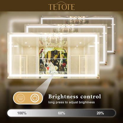 TETOTE 36 x 28 Bathroom LED Mirror Bedroom LED Mirror Fashion Style Vanity Makeup Mirror Dimmable Anti-Fog Wall Mounted Birthday Gift Housewarming Gift Wedding Gift