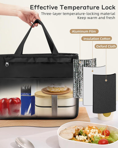 Lunch Bag Insulated Lunch Box Leakproof Lunch Tote Bags for Women Men,Portable Thermal Cooler Bag Lunch Containers with Shoulder Strap for Work, Family, Picnic, School, Outdoor,BBQ C2-Pinkpurple