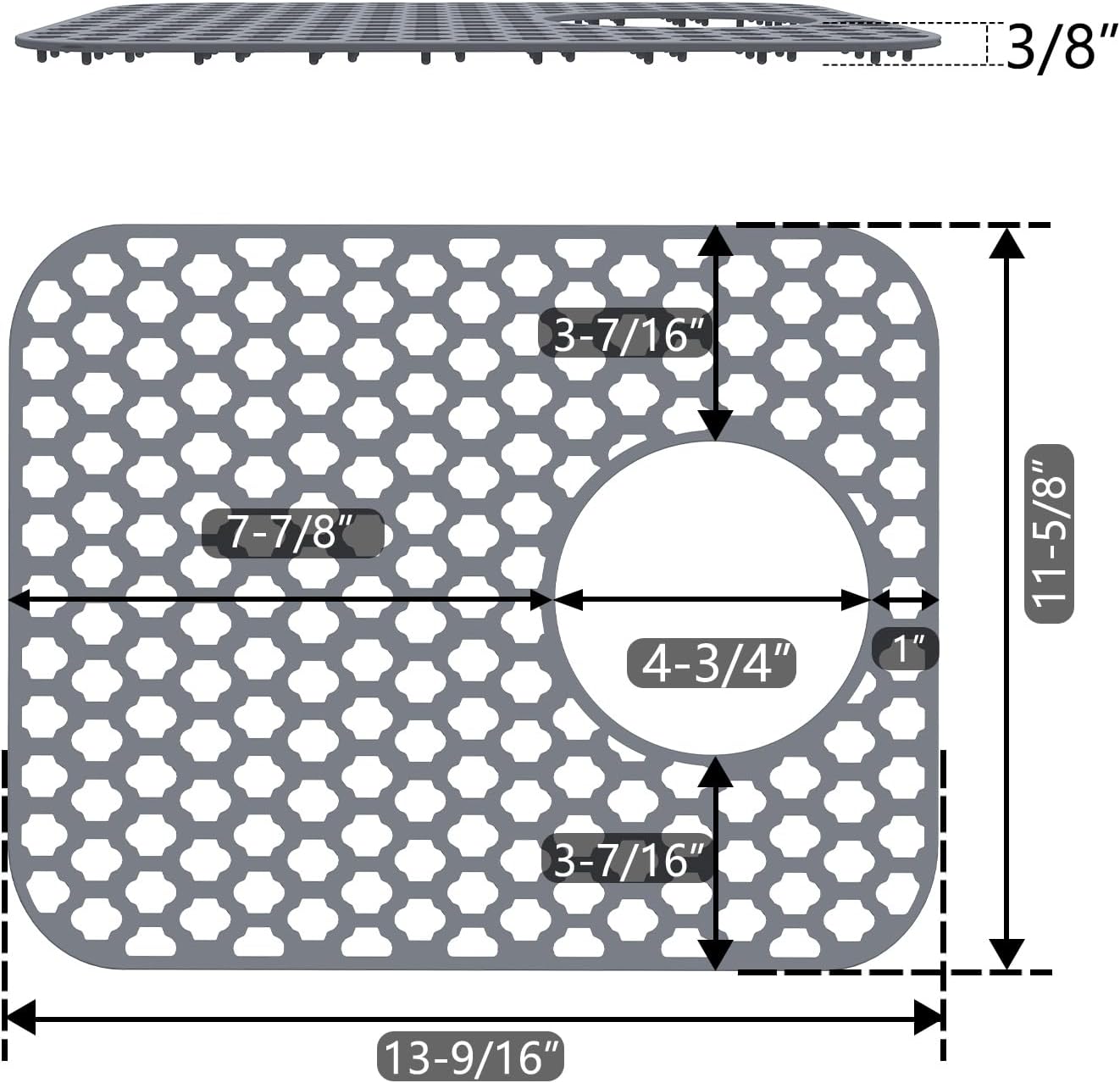 BEHOK 2 Pack Silicone Sink Protector for Kitchen Sink Bathroom Sink 13.58"x 11.6" Sink Mat, Non-Slip and Durable Silicone Sink Grid, Rear Drain (Gray)