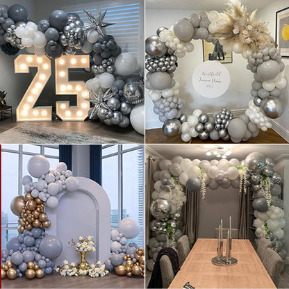 Gold Metallic Chrome Latex Balloon Arch Kit, 102PCS 18In 12In 10In 5In Arch Garland For Festival Picnic, Engagement, Wedding, Birthday Party, Gold Theme Anniversary Decoration With 33FT Ribbon