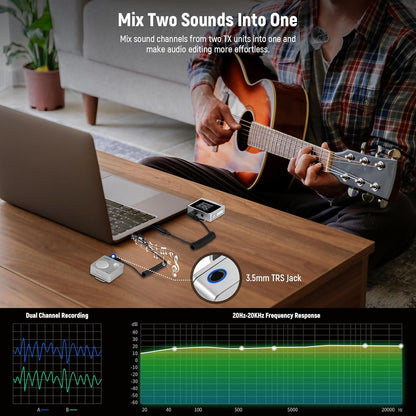 NEEWER CM28 Wireless Lavalier Microphone System with Charging Case, 1 Click Noise Canceling, 4GB Storage for 9Hrs of 48KHz 16 Bit Uncompressed Audio Lapel Mic Compatible with iPhone/Android/PC/Camera