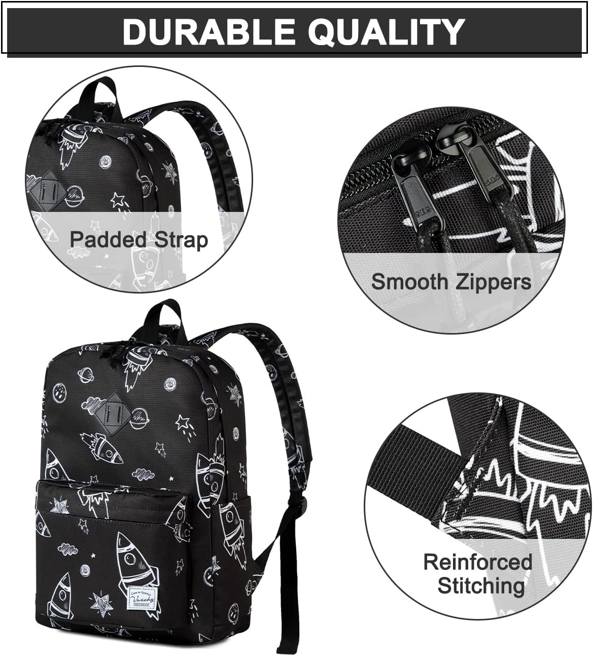School Backpack for Kids, VASCHY Lightweight Water Resistant Casual Schoolbag Daypack for Men Women Teen Boys Girl Bookbag