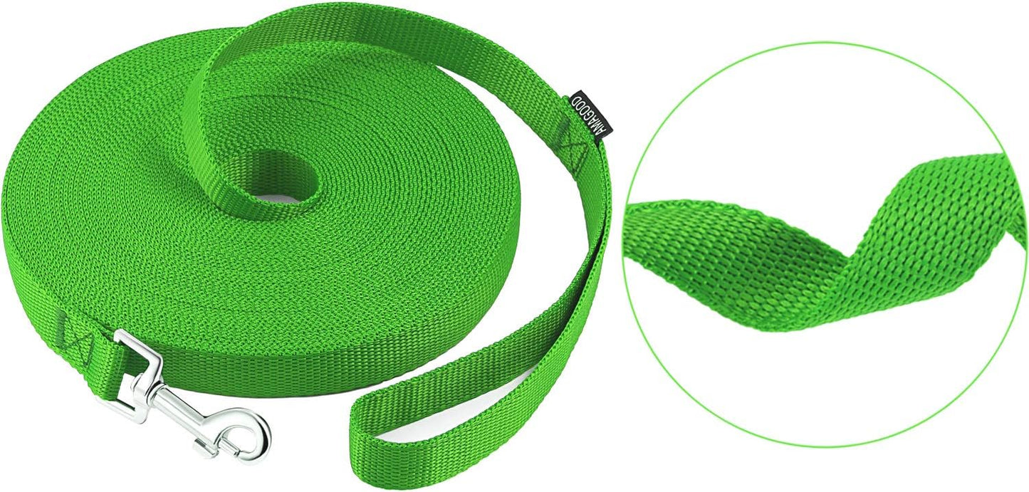 AMAGOOD Dog/Puppy Obedience Recall Training Agility Lead-15 ft 20 ft 30 ft 50 ft Long Leash-for Dog Training,Tie Out,Play,Safety,Camping (15 feet, Black)