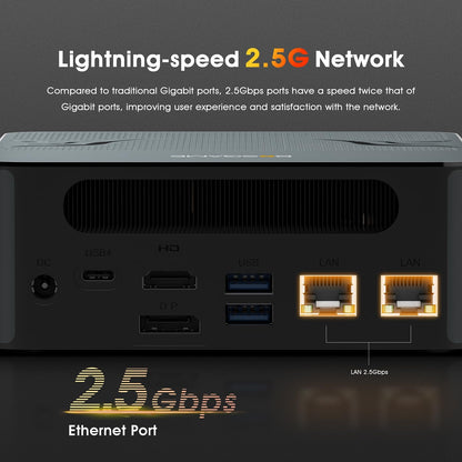 BOSGAME P4 Plus Mini PC Desktop Computers, AMD Ryzen 7 5825U (up to 4.5GHz), 32GB DDR4, 1TB PCIe SSD, Dual LAN 2.5G & Wi-Fi 6E & BT5.2, 4K Triple Display, Compact Silent PC for Gaming, Office, Design