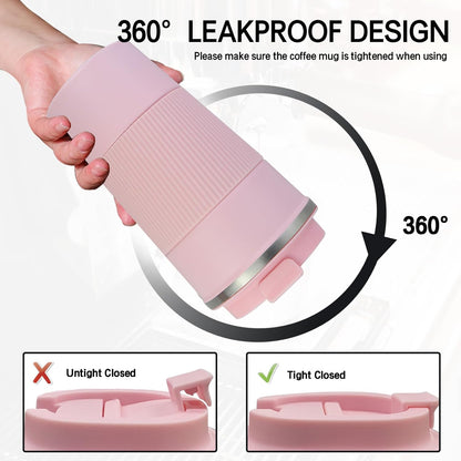 18oz Mug with Ceramic Coating Inside, Insulated Coffee Mug with Lid, Leak Proof Coffee Travel Mug, Travel Coffee Mug Fits in Car Cup Holder