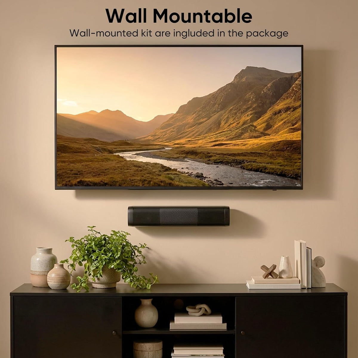 Saiyin 11.7-inch Sound Bar, Small Size & Big Power, Powered by AC Adapter