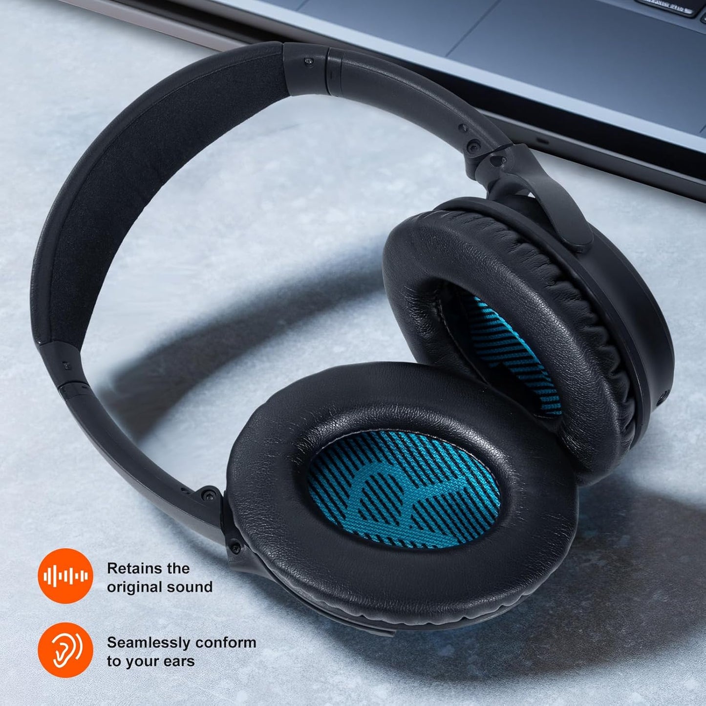 Replacement Ear Pads Earpads for Bose QuietComfort QC 2 15 25 35 Ear Cushion for QC2 QC15 QC25 QC35 SoundLink SoundTrue Around-Ear II AE2 (Black)