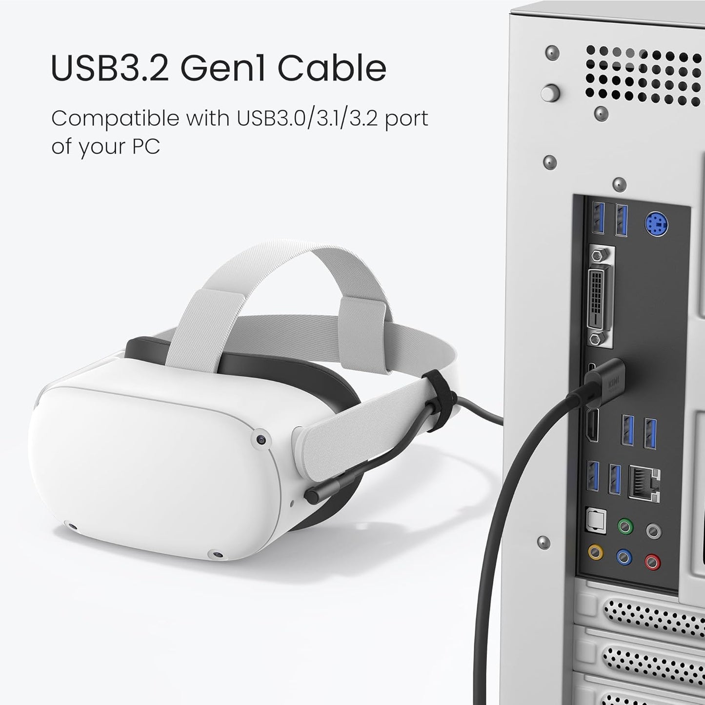 KIWI design 16FT Link Cable Compatible with Oculus/Meta Quest 3S Accessories, and Quest 3/2/Pro/Pico 4, USB3.0 Link Cable with 5Gbps Super Speed