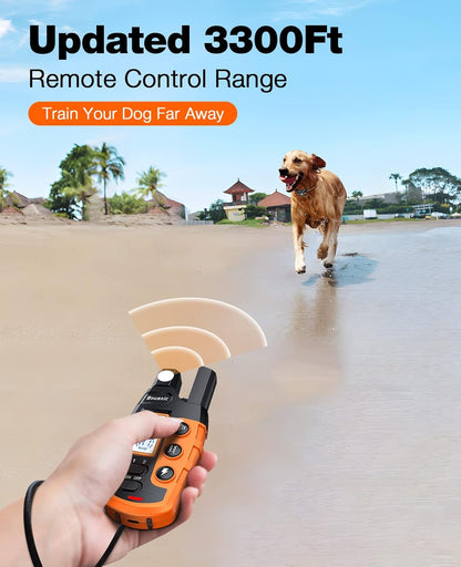 Bousnic Dog Shock Collar - 3300Ft Dog Training Collar with Remote for 5-120lbs Small Medium Large Dogs Rechargeable Waterproof e Collar with Beep (1-8), Vibration(1-16), Safe Shock(1-99) Modes (Blue)
