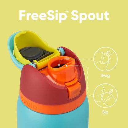 Owala Kids FreeSip Insulated Stainless Steel Water Bottle with Straw, BPA-Free Sports Water Bottle, Great for Travel, 16 oz, Celestial Sphere