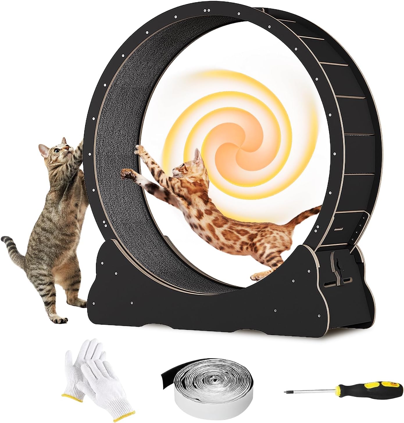Homegroove Cat Wheel Treadmill, 46" XL Large Cat Exercise Running Wheel with Carpeted Runway, Fitness Weight Loss Device for Kitty’s Longer Life, Natural Wood Color(XL) |