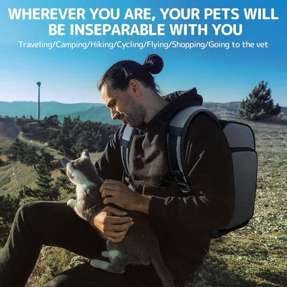Cat Carrier Backpacks Pawtners Expandable Cat Backpack with Breathable Mesh, Pet Carrier Backpack for Cats Small Dogs Puppies Up to 25 LBS, Dog Carrier Backpack for Travel Hiking Camping Outdoor