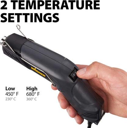 Wagner Spraytech 0503038 Redesigned HT400, Dual Temperature Hot Air Tool 680 and 450 degrees, Shrink Tubing, Embossing, Craft Projects, sticker removal Heat Gun, Basic pack