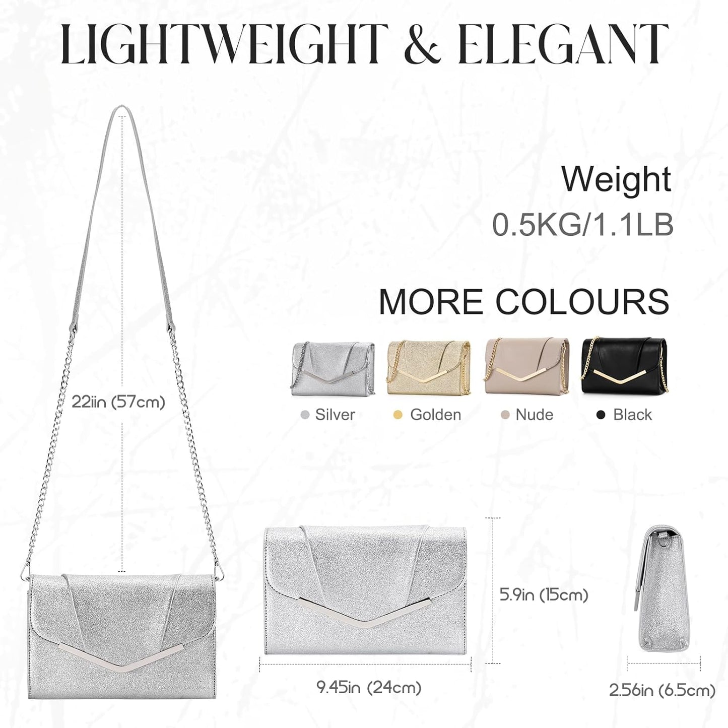 Vaschy Clutch Purse for Women,Fashion Envelope Evening Small Formal Handbag Fold-over Crossbody Shoulder Bag Wedding,Party
