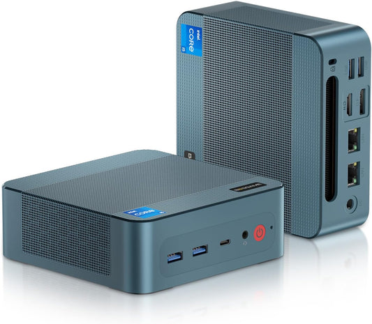 BOSGAME Mini PC Intel Core i5 12600H(12C/16T, up 4.5GHz), 32GB DDR4 RAM 512GB PCIe SSD, Mini Desktop Computers Dual LAN/4x USB3.2/WiFi6E/BT5.2/HDMI+DP+USB-C/4K Triple Display