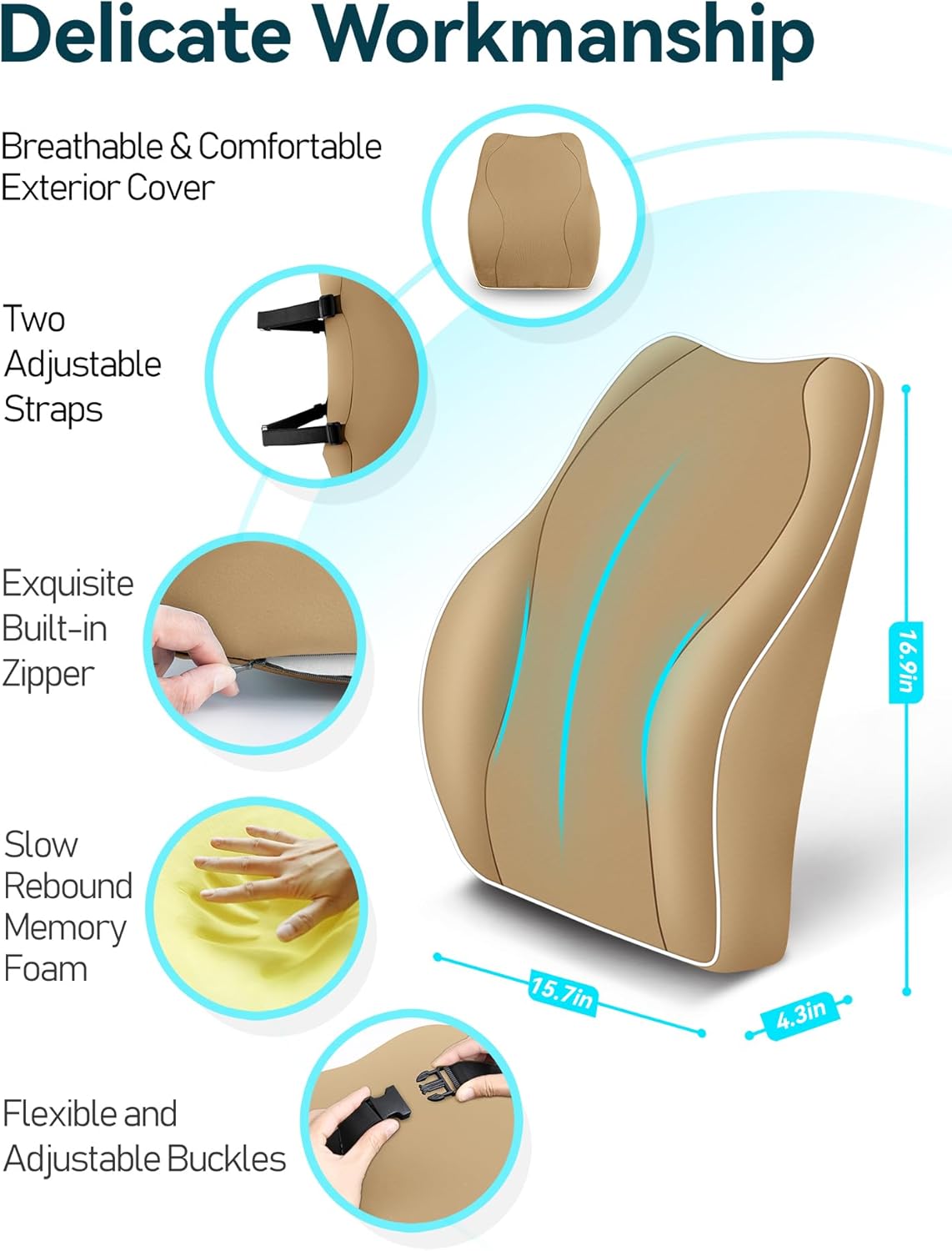 Purilite Select Ergonomic Lumbar Support Cushion