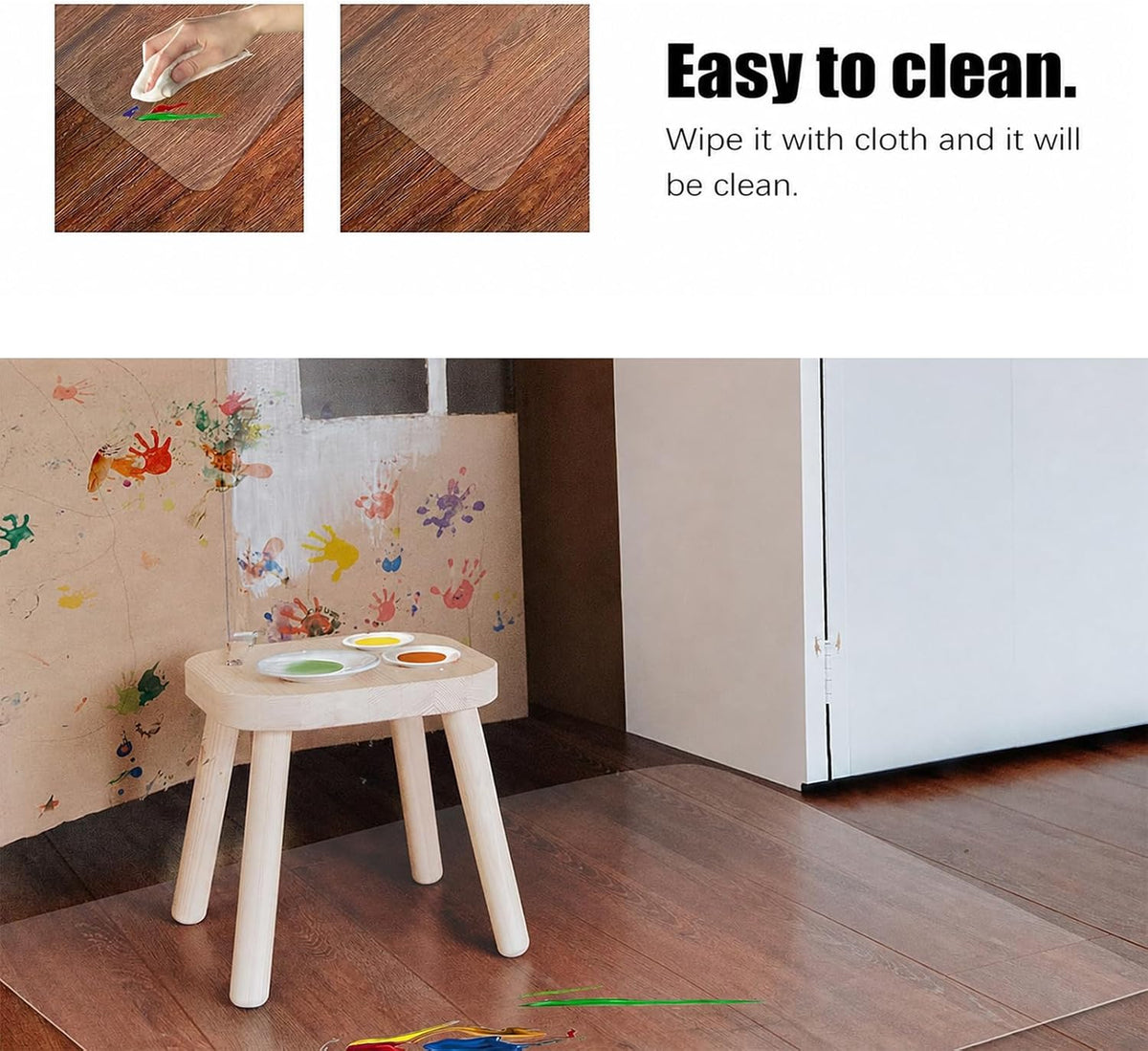 Kuyal Clear Chair mat for Hardwood Floor 46 x 60 inches Transparent Floor Mats Wood/Tile Protection Mat for Office & Home (46" X 60" Rectangle)