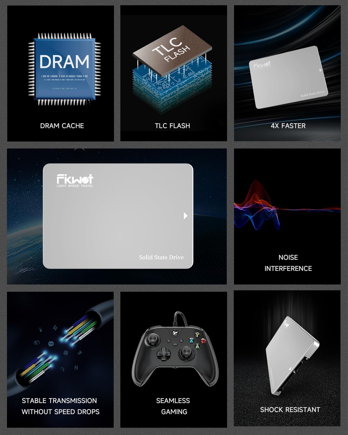 Fikwot FX815 1TB SSD, 2.5" SATA SSD, Internal Solid State Drive, Up to 560MB/s, Compatible with Laptop & PC Desktop