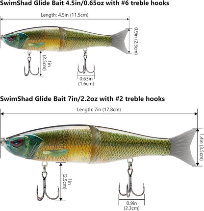 Bassdash SwimShad Glide Baits Jointed Swimbait Bass Pike Salmon Trout Muskie Fishing Lure