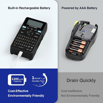 SUPVAN E11 Bluetooth Label Maker Machine with 4 Tapes, Support Keyboard & App with 40 Fonts and 450+ Icons, Rechargeable Inkless Labeler for Home, Kitchen, Office, School, Organization, Black
