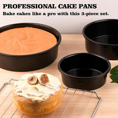 Purilite Select 3-Pack 8-Inch High Carbon Steel Cake Pans with 100 Parchment Papers
