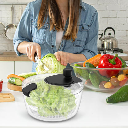 Manual Salad Spinner, Fruit Spinner and Strainer, Manual Lettuce Spinner with Secure Lid, Fruit Washer Spinner Bowl, Split Structure Lettuce Spinner with Bowl and Lid for Vegetable Fruit Dryer