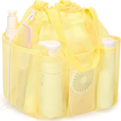 famichan Mesh Shower Caddy Portable, Dorm Room Essentials for College Students, Large Capacity with 8 Pockets Shower Bag for Camping,Swimming,Gym,Travel