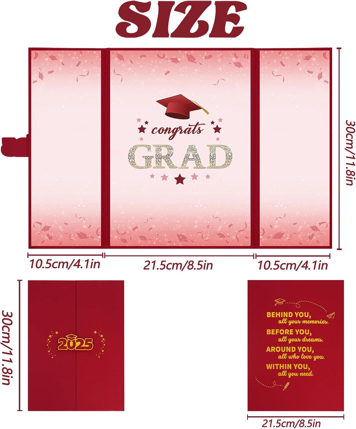 Vlipoeasn 2025 Graduation Guest Book Alternative, Red Gold Class of 2025 Graduation Party Decorations, Graduation Signature Book for 2025 College High School, Unique Graduation Gifts for Friends