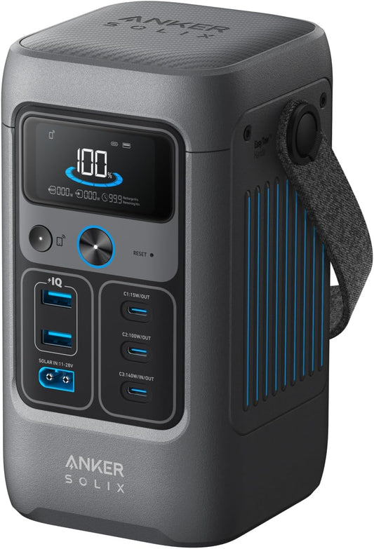 Anker SOLIX Power Bank Station C200 DC, 192Wh Portable Power Station, LiFePO4 Battery, 200W Solar Generator, for Outdoor Camping, Traveling, and Emergencies (No Wall Charger Included)
