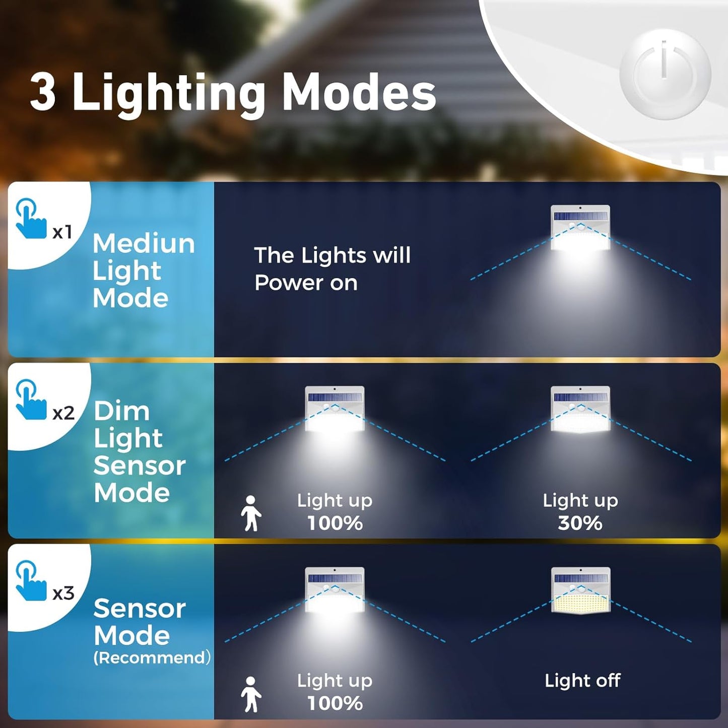 Solar Lights Outdoor, [ 8 Pack/138LED ] Solar Motion Sensor Light Outdoor with 3 Lighting Modes Wireless Waterproof Solar Wall Lights Solar Security Lights for Fence Yard Garden Deck Garage