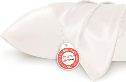 Bedsure Satin Pillow Case Queen Size 2 Pack, Similar to Silk Pillow Cases, Silky Pillowcase Covers with Envelope Closure, Room Decor Valentine Gifts for Women Men, Grey, 20x30 Inches