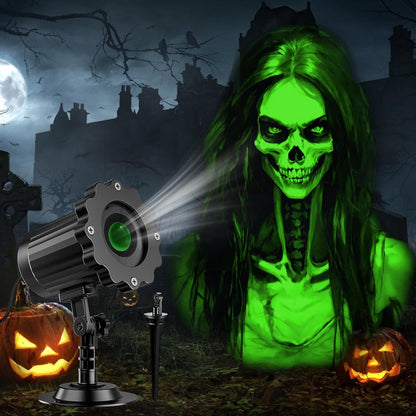 Halloween Projector Lights Outdoor,3D Dynamic Skull Ghost Decorations Light,Clearer Skull HD Patterns,Night Light for Home Window Wall Halloween Decor