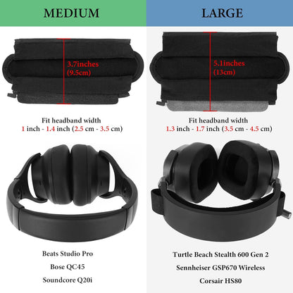 Geekria Hook and Loop Headband Cover + Pad Set, Protector with Zipper Closure Compatible with Medium Sized Headphones, Easy DIY Installation (Protein Leather/Black)