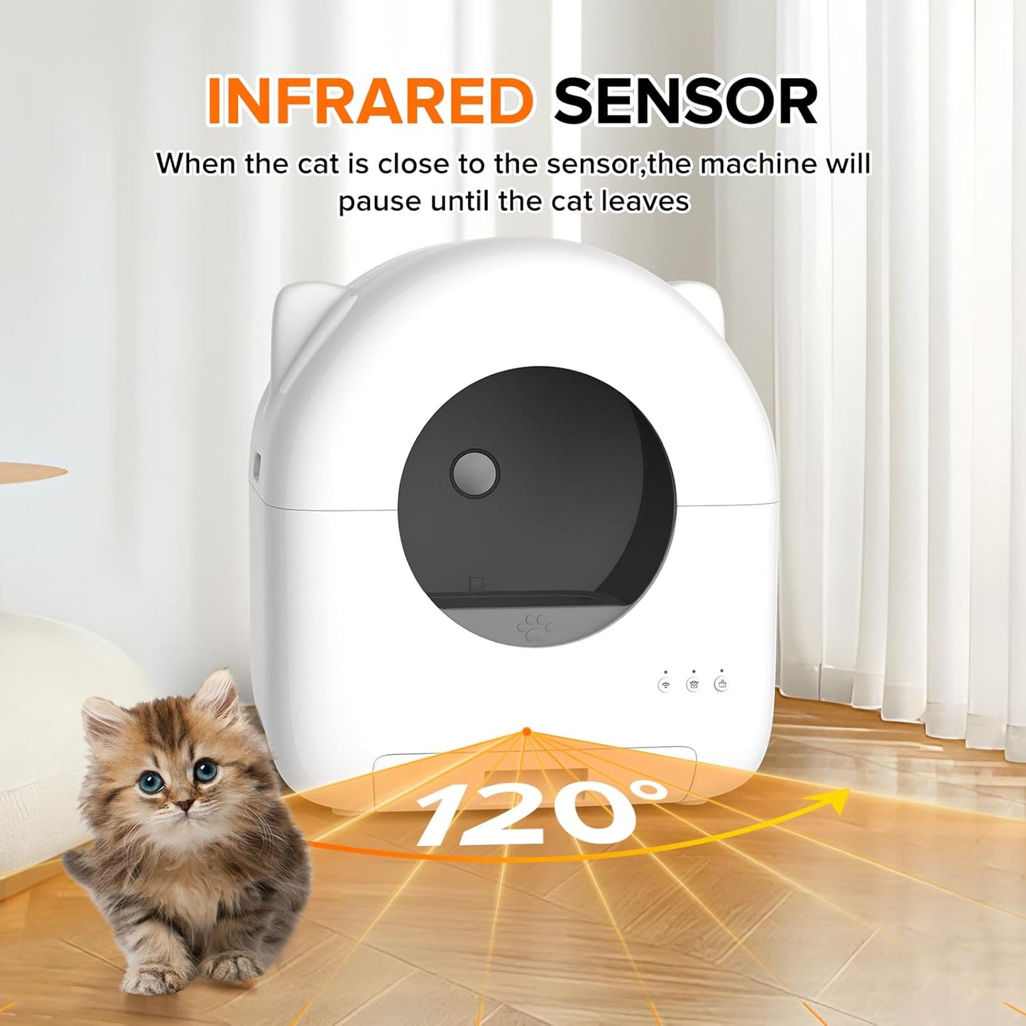 PetJoi Self Cleaning Litter Box, 76L Automatic Cat Litter Box Self Cleaning for Multiple Cats, APP Control Safe Low Noise with Roll Garbage Bags,Deodorizer and Cleaning Brush