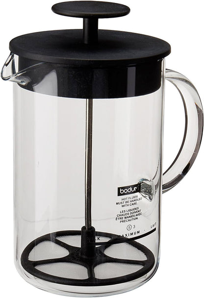 Bodum 1446-01US4 Latteo Milk Frother with Glass Handle, 8-Ounce, Black