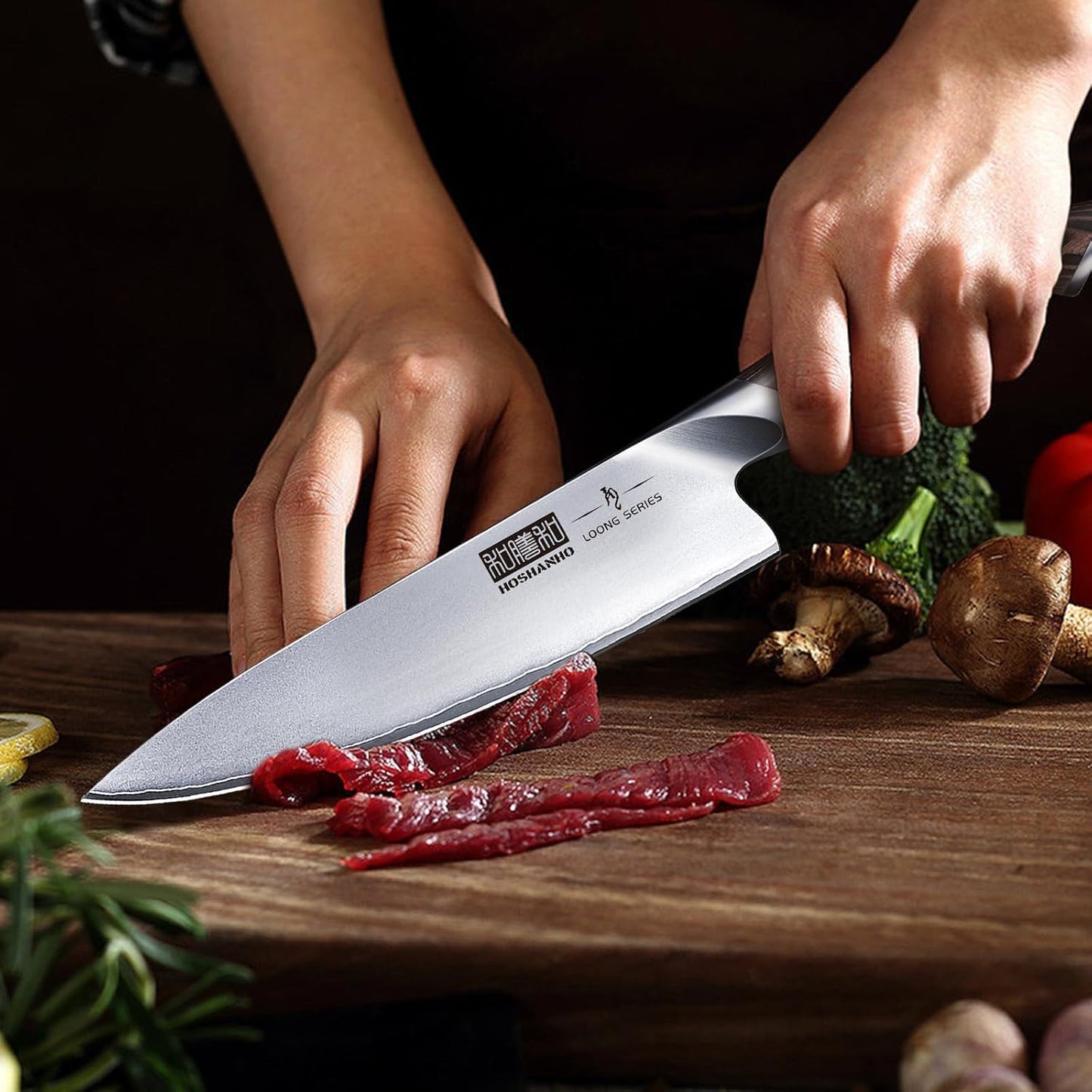 HOSHANHO 16-Piece Knife Set, Japanese High Carbon Stainless Steel Kitchen Knife Set, Ultra Sharp Chef Knife Block Set with Sharpener