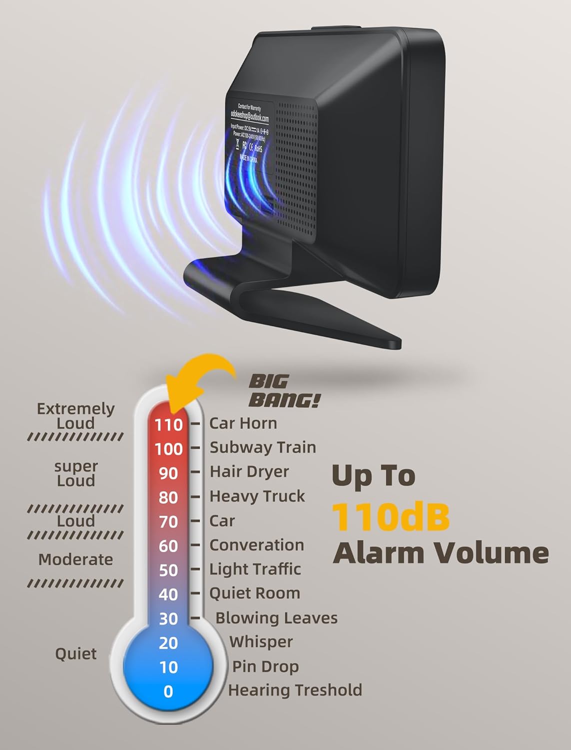 Odokee Digital Alarm Clocks for Bedrooms: Large Bold Number 5 Brightness Dimmer - Easy to Read Across The Room - 5 Alarm Sound 8 Night Light - Silver