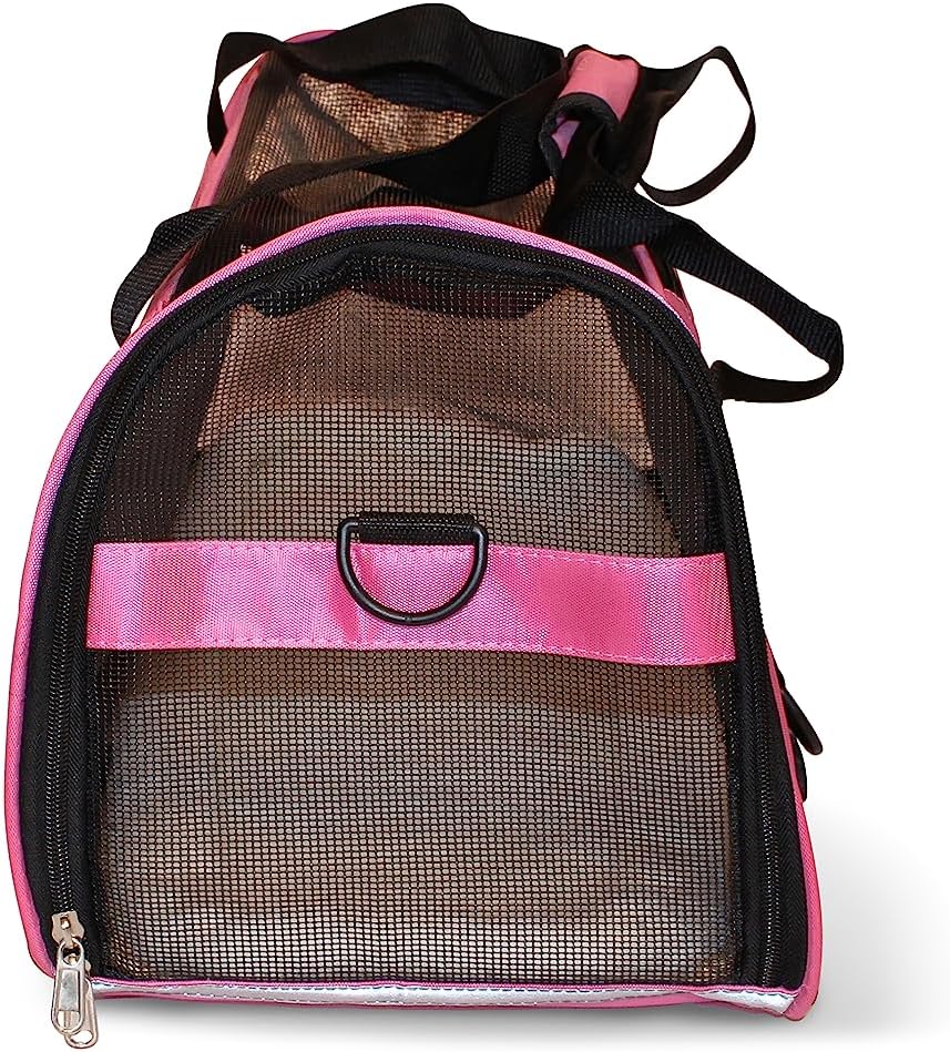 LuggageKing Soft-Sided Pet Carrier Travel Bag - Dog Carrier for Very Small Dogs, Medium-Sized Cat Carrier - Shoulder Strap, Buckle Zippers (M) (Dark Grey)