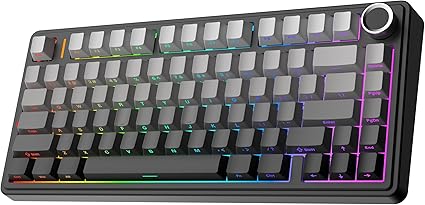 EPOMAKER x Aula F75 Gasket Mechanical Keyboard, 75% Wireless Hot Swappable Gaming Keyboard with Five-Layer Padding&Knob, Bluetooth/2.4GHz/USB-C, RGB (Black Gradient, LEOBOG Reaper Switch)