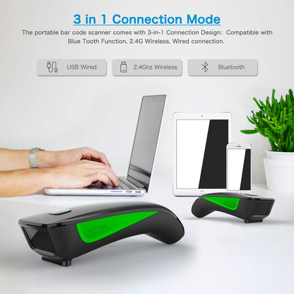 NETUM Bluetooth Mini 1D Barcode Scanner (C740) – Portable 3-in-1 Wireless POS Scanner