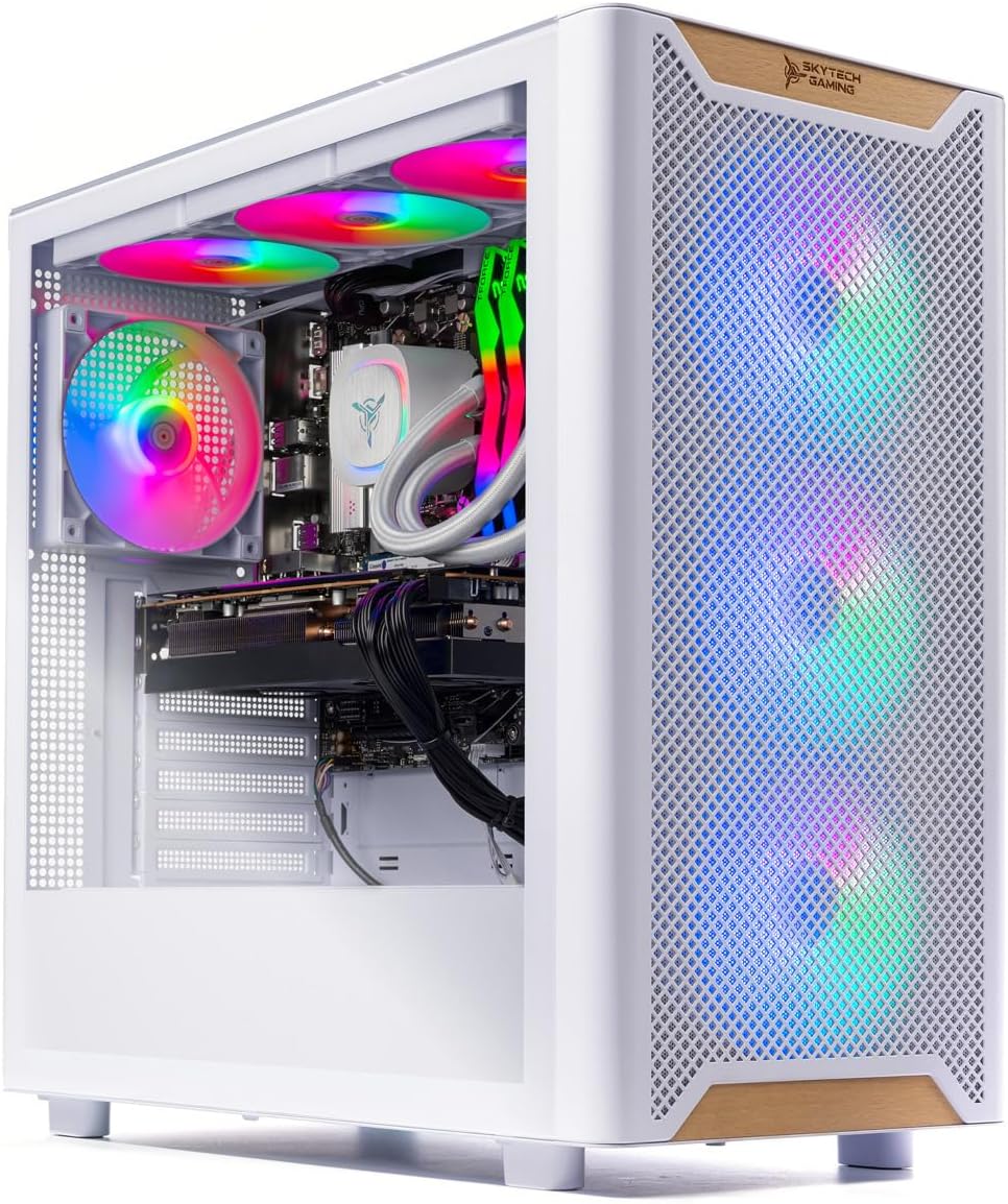 Skytech Nebula Gaming PC Desktop, Intel i5 14400F 2.5 GHz (4.7GHz Turbo), NVIDIA RTX 5060 8GB, 1TB NVMe SSD, 16GB DDR5 RAM 6000, 650W Gold PSU, Wi-Fi, Win 11