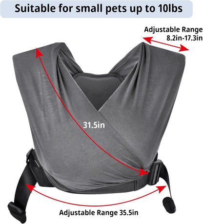 CUBY Swaddle Dog Sling Carrier for Small Dogs, Front Pet Sling Carrie Chest, Hands Free Adjustable Cat Slings Carrier Soft Cotton Reducing Pain Puppy SlingCarrier for Small Pets Up to 11lb (Grey)