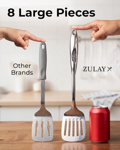 Zulay Kitchen Stainless Steel 8 Piece Cooking Utensil Set