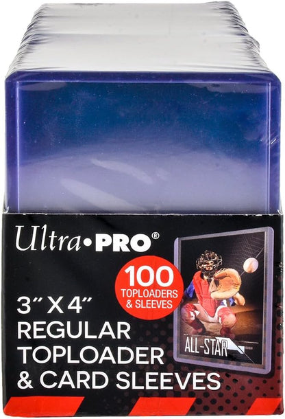 Ultra PRO 3" x 4" Clear Regular Toploaders and Soft Sleeves Bundle (100ct) for Standard Size Cards