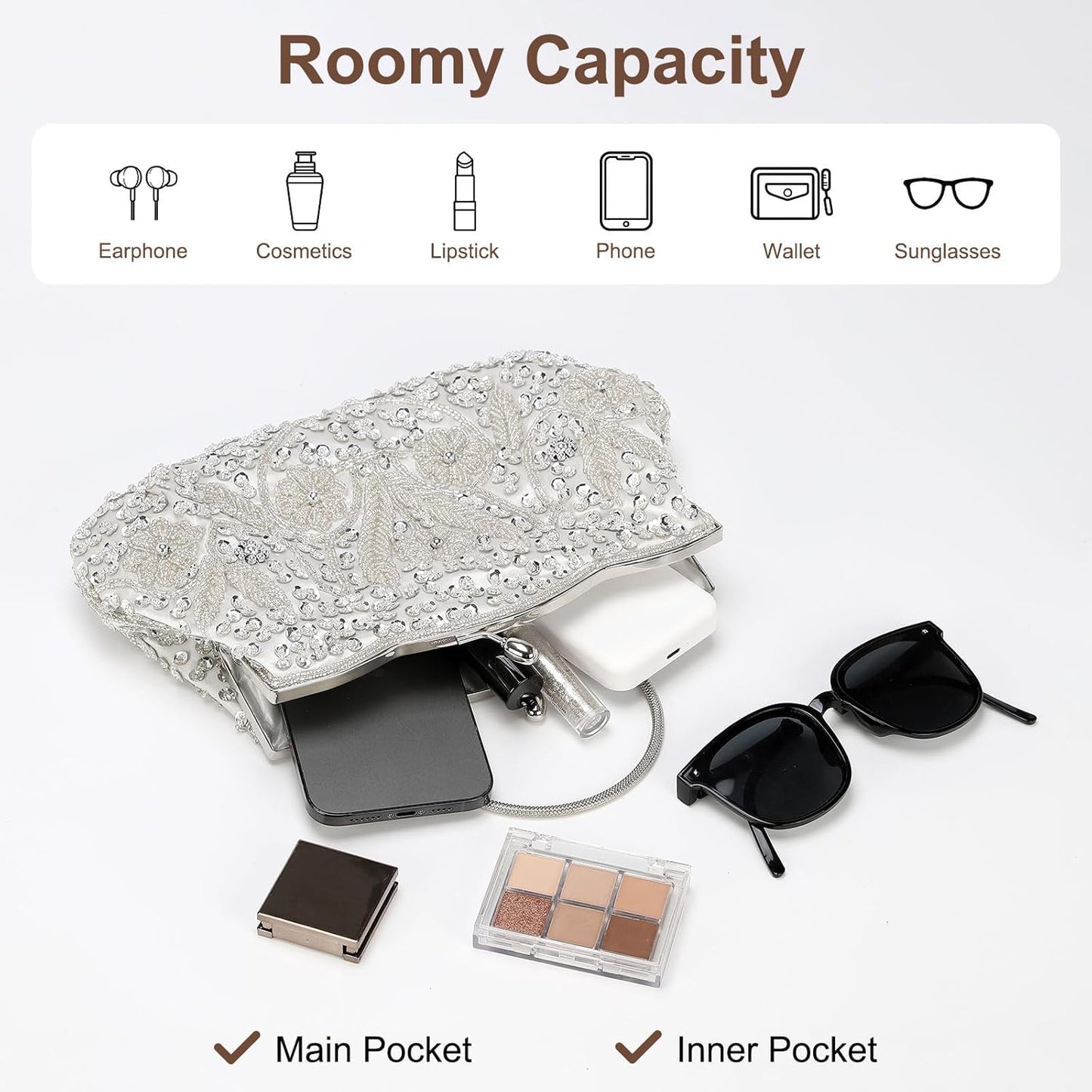 DTGN Clutch Purse Evening Clutch Bag Handbag Cross Body Bag Wallet for Women Formal Wedding Club Party