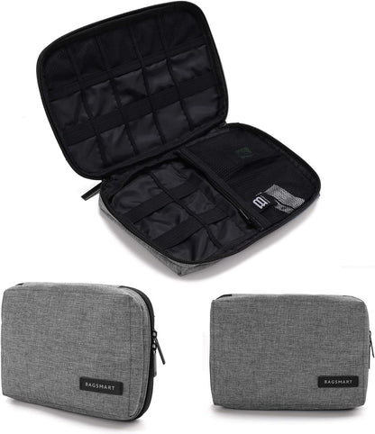 BAGSMART Electronic Organizer, Travel Cable Organizer Double Layer Electronics Accessories Cases Portable for Tablet 7.9", USB Drive, Cords, Black
