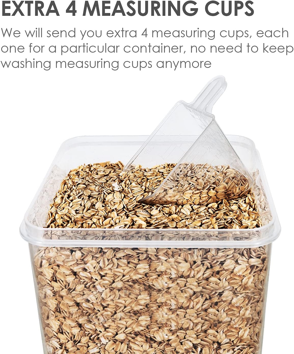 Vtopmart Extra Large Tall Airtight Food Storage Containers, 4 Pieces 6.5L Plastic Kitchen Pantry Storage Containers for Spaghetti, Flour and Baking Supplies - Include 24 Labels, Black