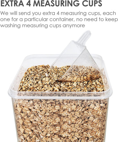 Vtopmart Extra Large Tall Airtight Food Storage Containers, 4 Pieces 6.5L Plastic Kitchen Pantry Storage Containers for Spaghetti, Flour and Baking Supplies - Include 24 Labels, Black